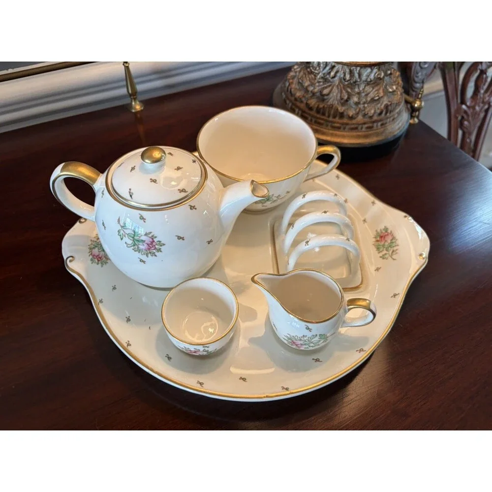 Vintage 1930's Gray's Pottery Breakfast Service Tea Set for One Floral Design